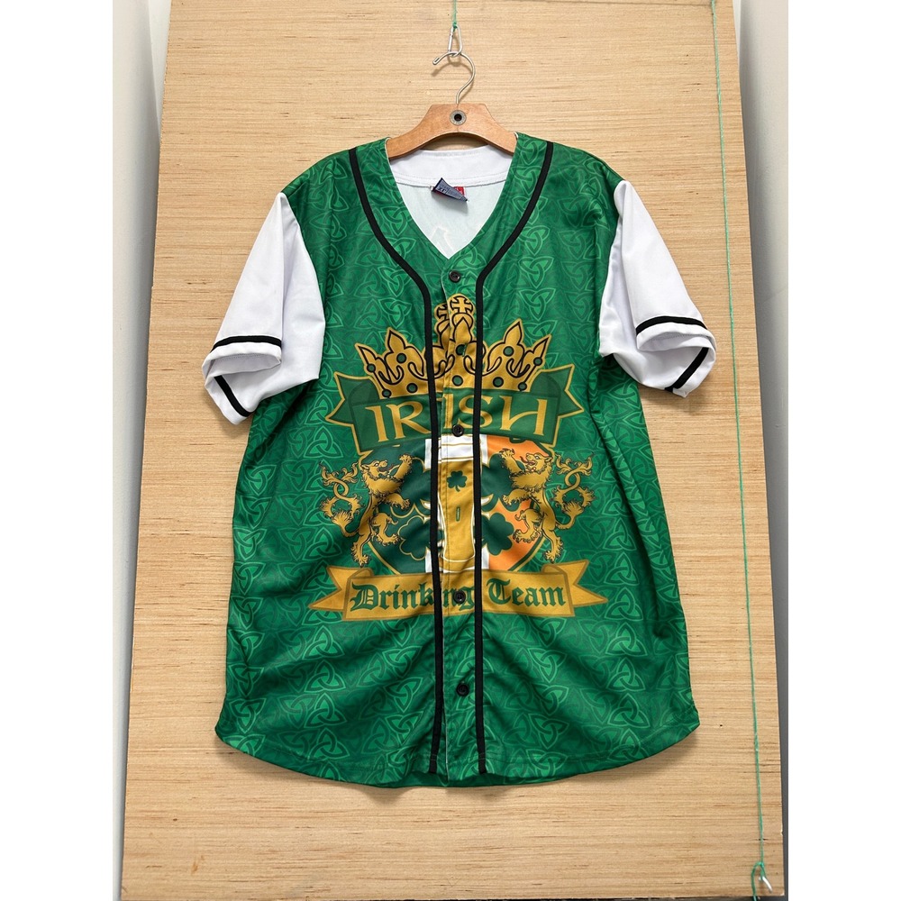 USA Drinking Team Irish Baseball Jersey XL Green Celtic‎ Knot St Patricks Day